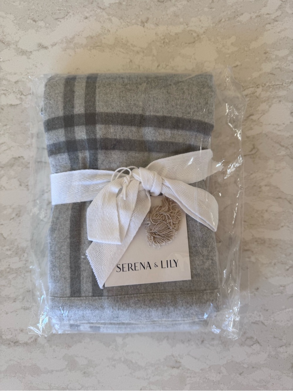 Serena & Lily Alpine Flannel Standard Sham - Light grey stripe